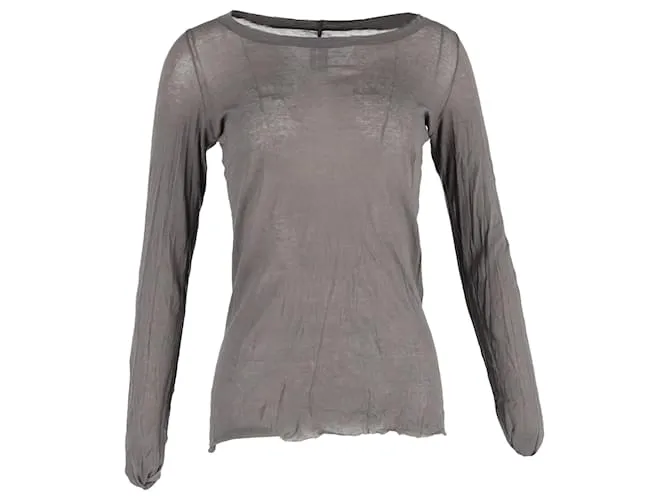 T-shirt a maniche lunghe Rick Owens in lyocell grigio