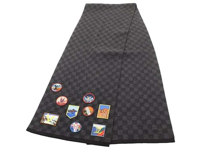 Sciarpa Petit Damier Alpes in lana Louis Vuitton Nero Multicolore Grigio