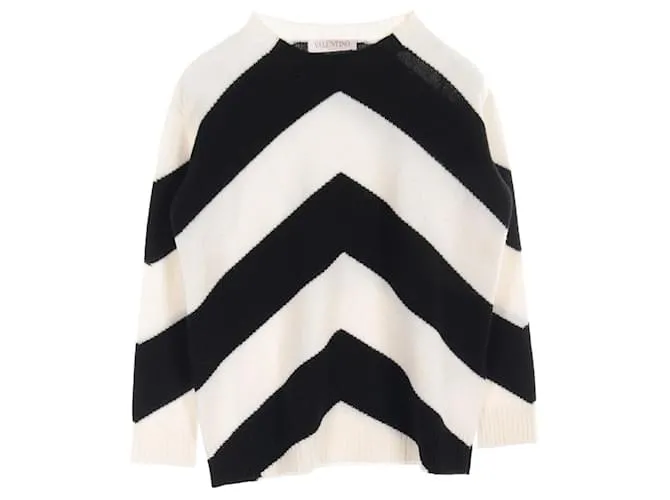 Valentino 3B0KC51M89F Maglione in lana Nero Bianco