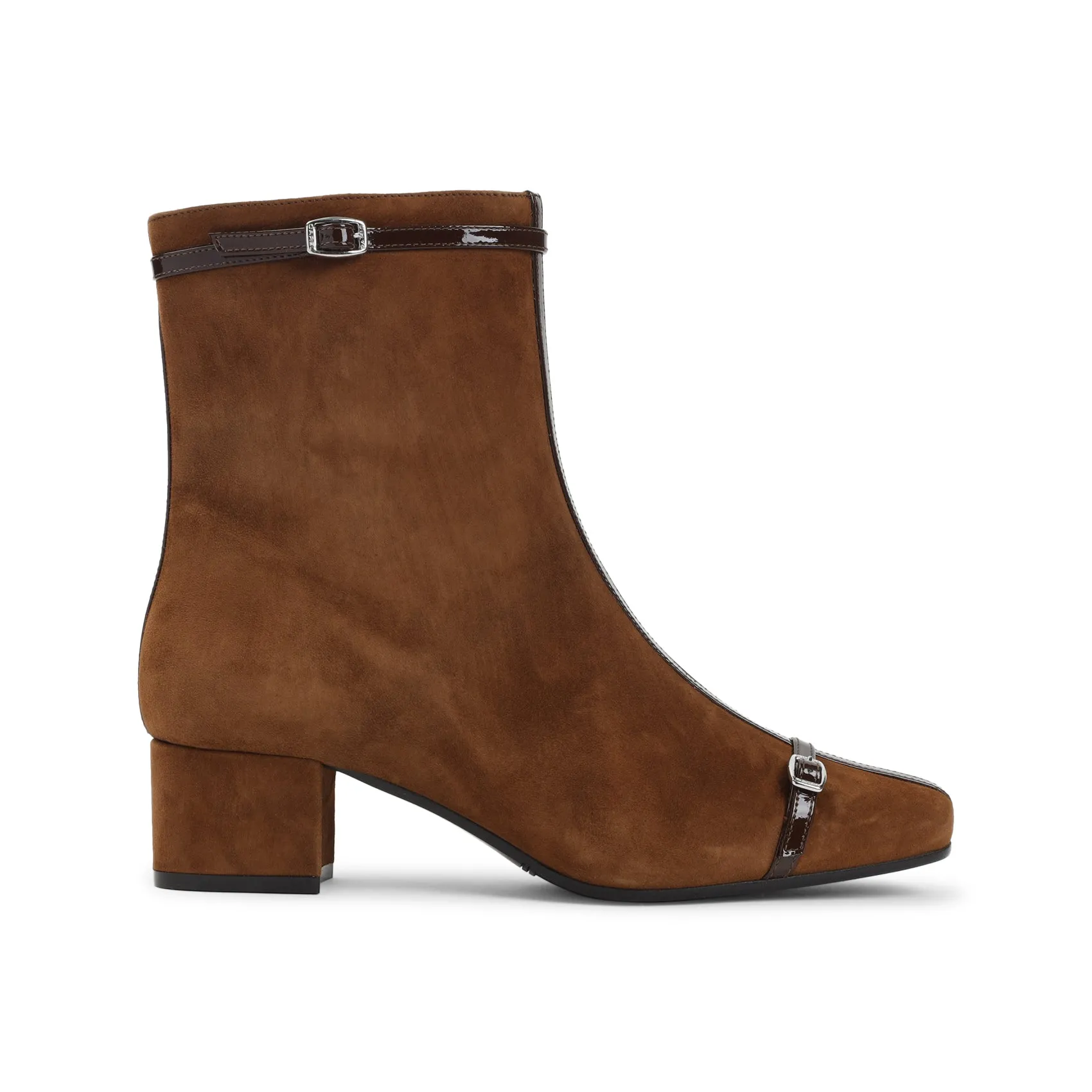 Brown Suede Leather Start Booties