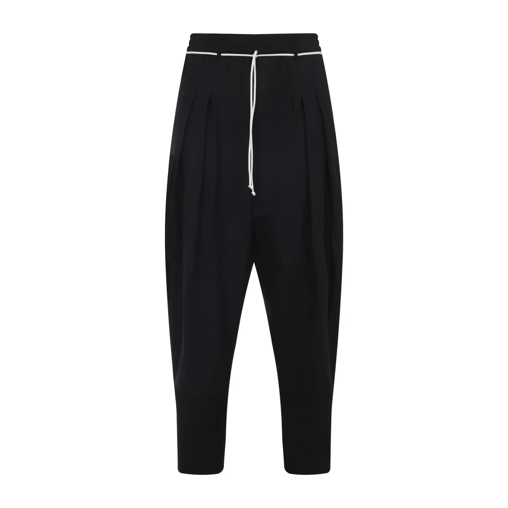 Black Virgin Wool Drawstring Pant