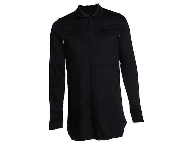 Camicia in lana nera Larry FW19 di Rick Owens Nero