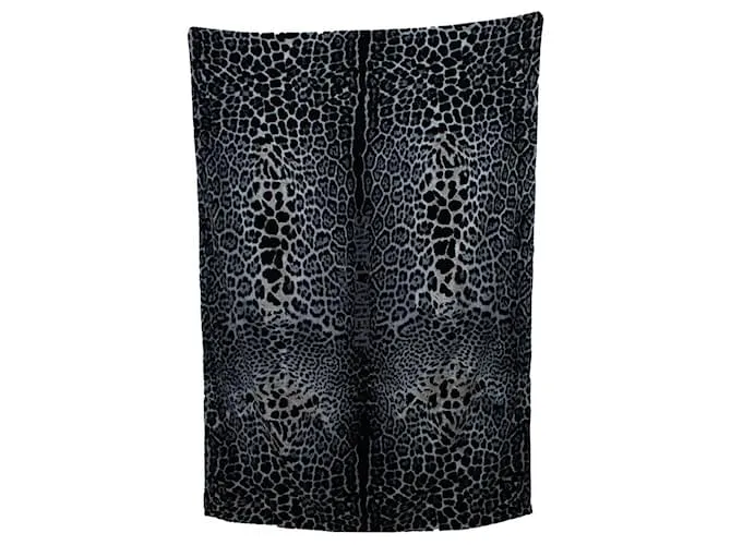 Asciugamano da bagno leopardato in grafite Saint Laurent Nero Grigio