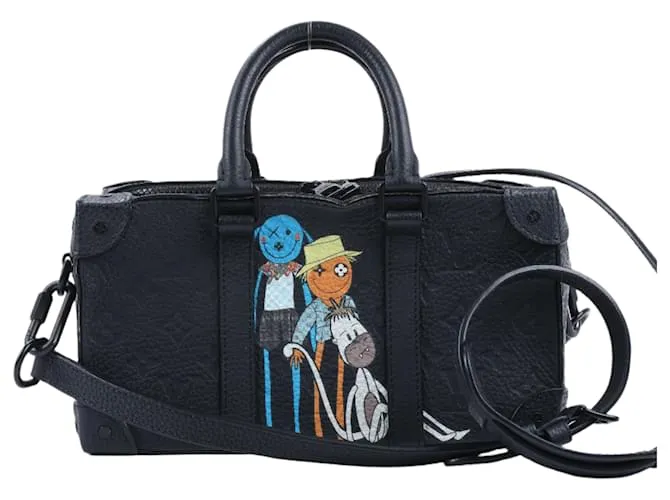 Borsa a mano 2Way Monogram Emboss Soft Trunk Louis Vuitton in nero M57410