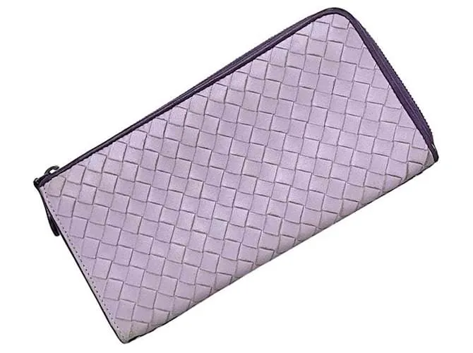 Portafoglio lungo in pelle Intrecciato viola di Bottega Veneta Porpora