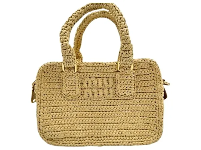 Borsa a uncinetto Miu Miu 5BB123 Beige