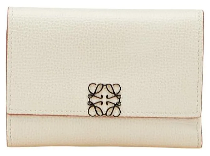 Portafoglio in pelle di vitello grana Anagram Loewe Marrone Beige