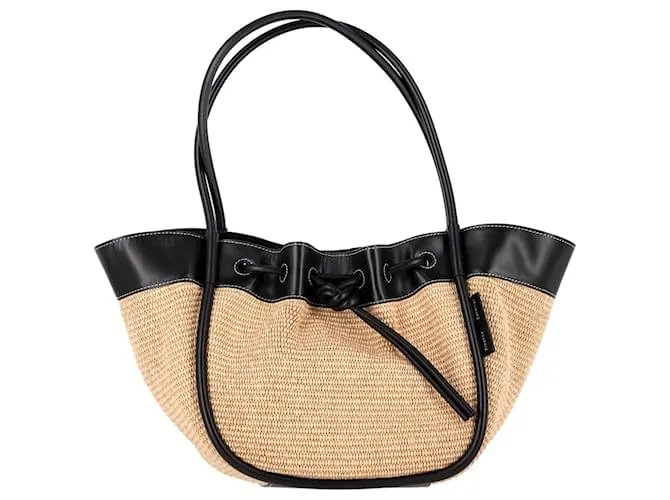 Borsa tote grande arricciata Proenza Schouler in rafia beige