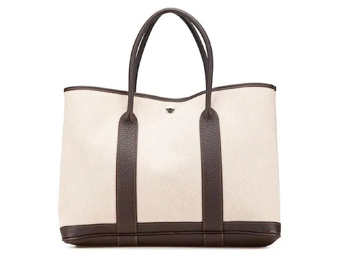Borsa Hermès Garden Party PM Toilè GM Negonda Marrone Beige