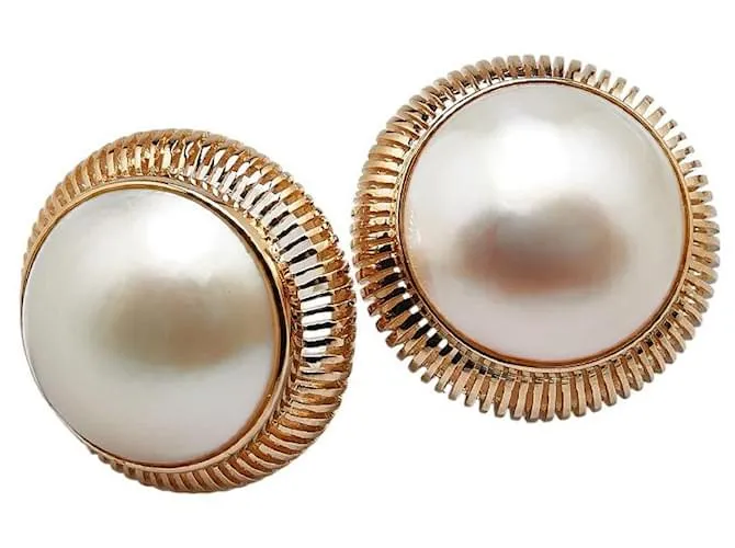 Tasaki Orecchini in Perla Mabe Au750 D'oro Metallico