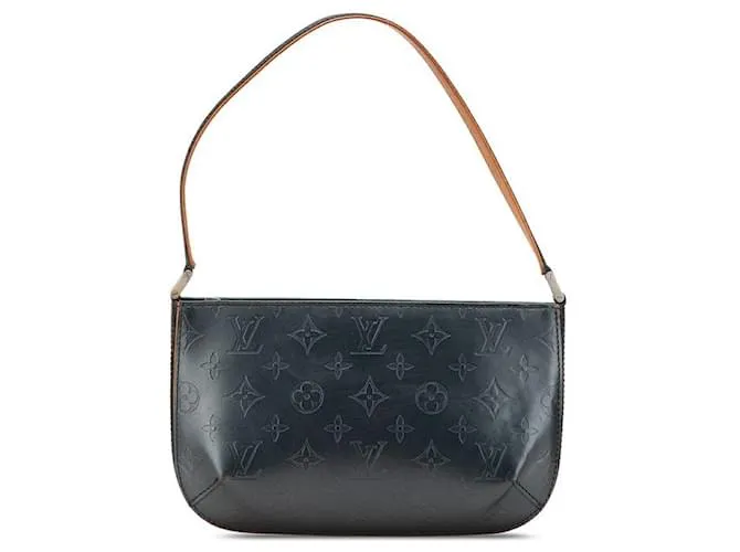 Borsa a spalla in pelle verniciata Monogram Mat Fawler di Louis Vuitton Blu