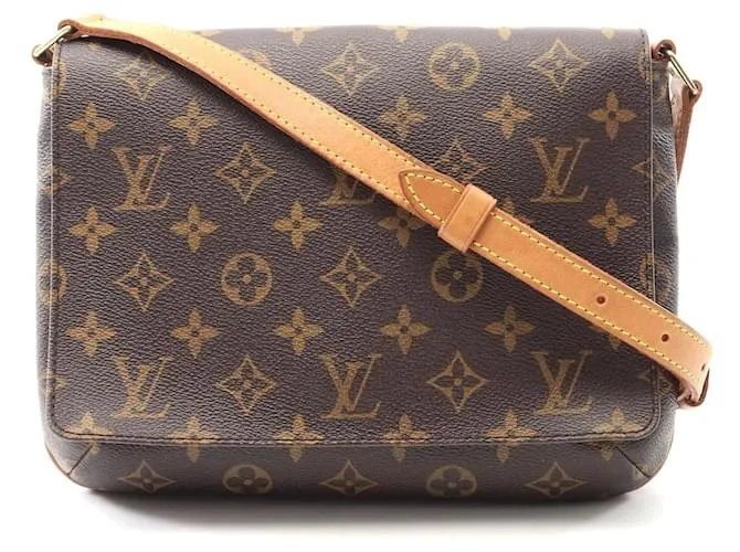 Borsa a spalla Louis Vuitton Monogram Musette Tango con tracolla lunga Marrone