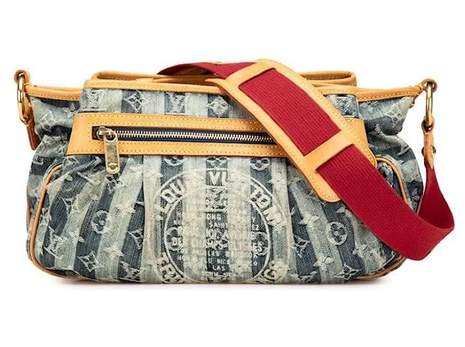 Borsa a Spalla Rayata MM Monogramma Louis Vuitton Blu