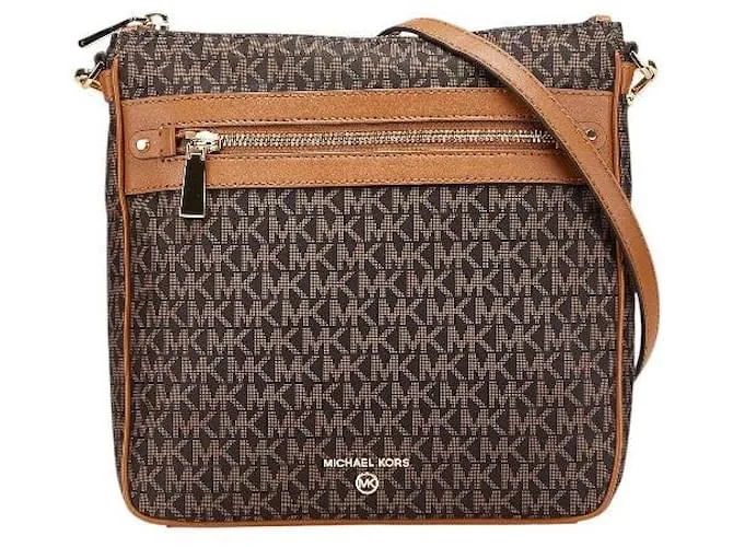 Borsa a Spalla in Nylon e Pelle Michael Kors Signature Nero