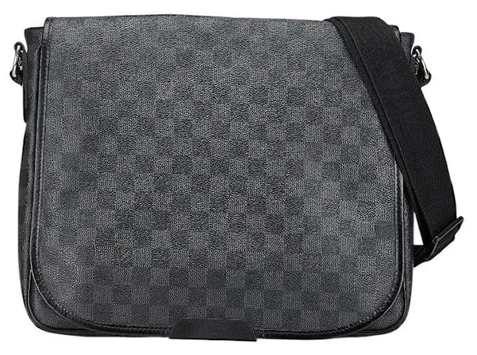 Borsa a Spalla Daniel MM Damier Graphite Louis Vuitton Nero