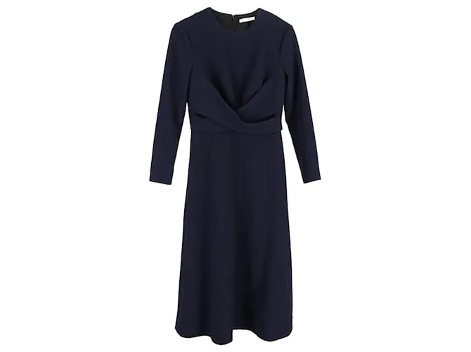 Autre Marque Abito midi effetto avvolgente Elta di Emilia Wickstead in poliestere blu navy