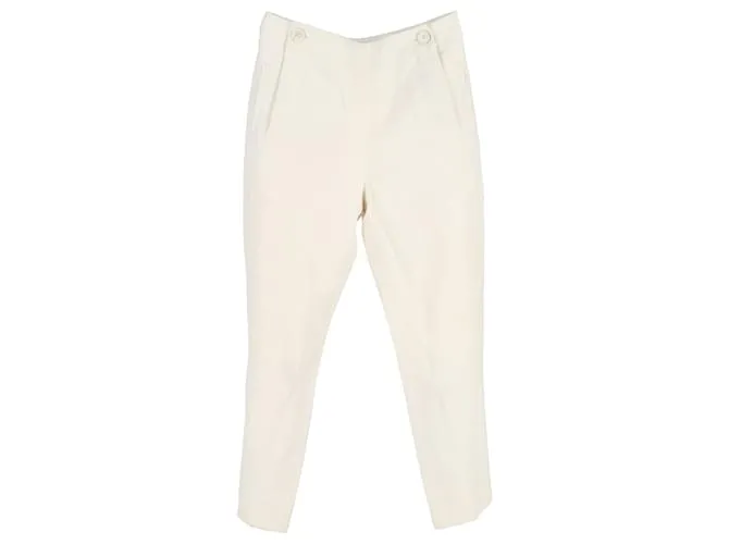 Pantaloni dritti a vita alta Chloé in cotone bianco Crudo