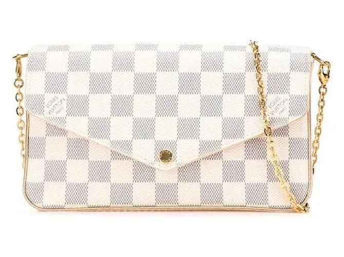 Borsa a Spalla Louis Vuitton Pochette Felicie Damier Azur Bianco