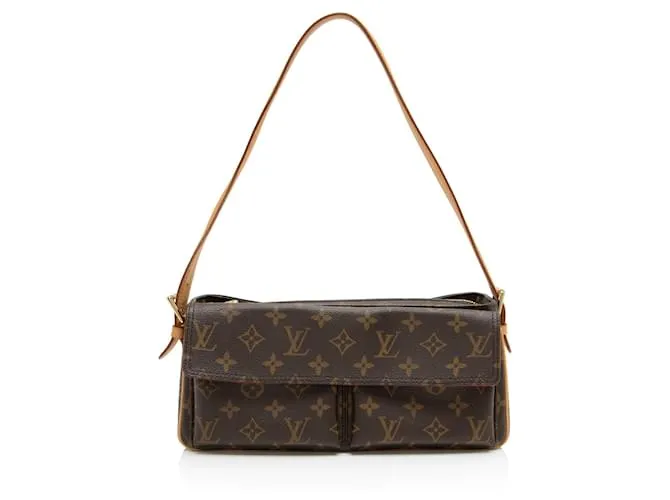 Borsa a Spalla Louis Vuitton Vintage Monogram Canvas Viva Cite MM Marrone