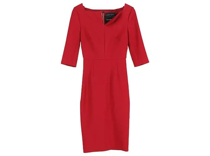 Abito Midi in Crepe Rosso in Viscosa di Roland Mouret