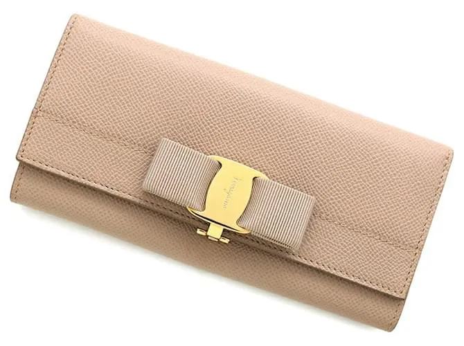 Portafoglio Lungo Vara Ribbon in Pelle Salvatore Ferragamo Rosa