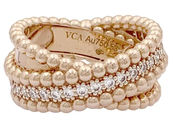 Van Cleef & Arpels Anello VAN CLEEF ET ARPELS, "Duo Perlée", oro rosa, diamanti.