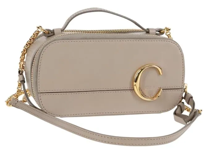 Chloé Borsa a spalla in pelle beige dorato Auth BA3317V D'oro