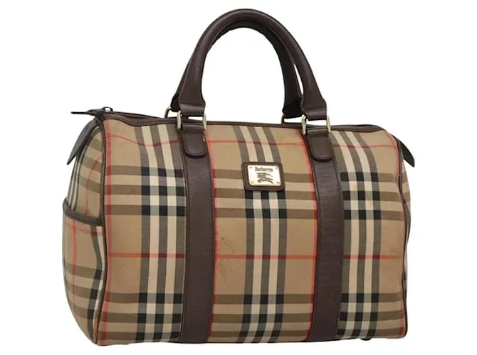 Autre Marque Borsa Boston in tela beige con motivo Nova Check di Burberrys Auth BA3332
