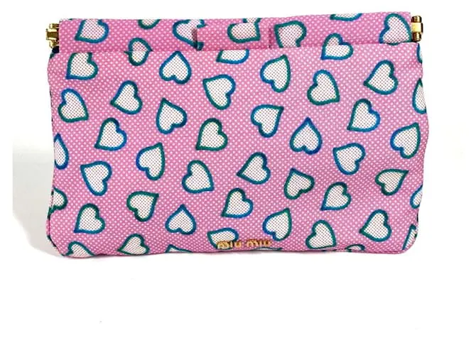 Borsa clutch con logo a cuore Miu Miu Rosa Blu