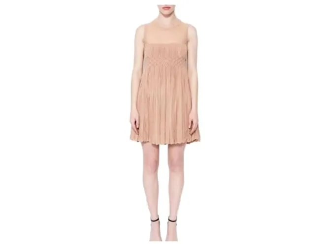 Alaïa Vestito Skater Rosa Polveroso Beige