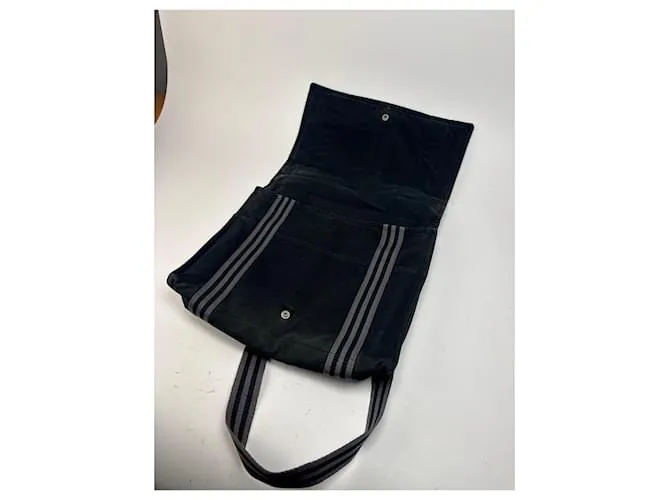 Borsa a spalla in tela vintage di Hermès nera Nero