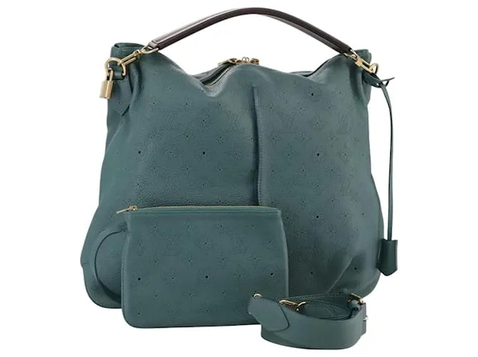 Borsa a spalla in pelle Louis Vuitton Mahina Selene MM con accessori Blu