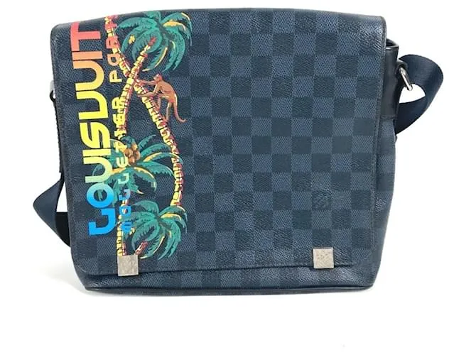 Borsa a spalla District PM Damier Cobalt di Louis Vuitton Blu navy
