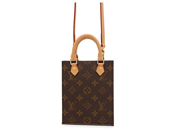Borsa a mano Petite Sac Plat Monogramma Louis Vuitton Marrone