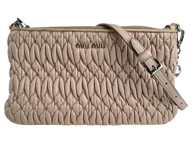 Borsa a spalla Miu Miu rosa beige