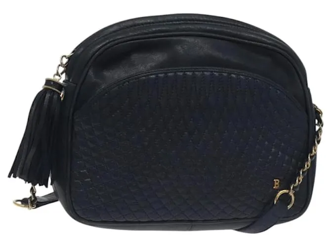 Borsa a Spalla BALLY in Pelle Blu Navy Oro Auth BA3407 D'oro