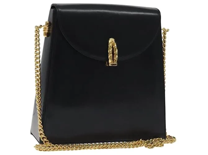 Borsa a spalla BALLY in pelle nera e oro Auth BA3624 Nero D'oro