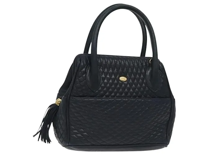 Borsa a mano BALLY in pelle blu navy e oro Auth bs26990 D'oro