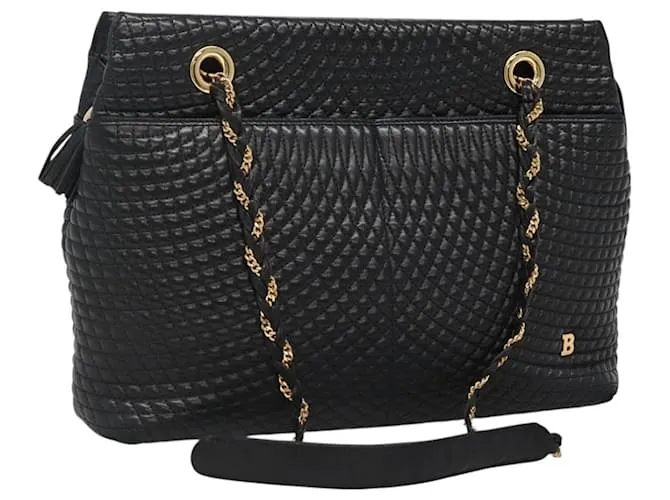 BALLY Borsa a Spalla a Catena in Pelle Nera e Oro Auth 131056 Nero D'oro