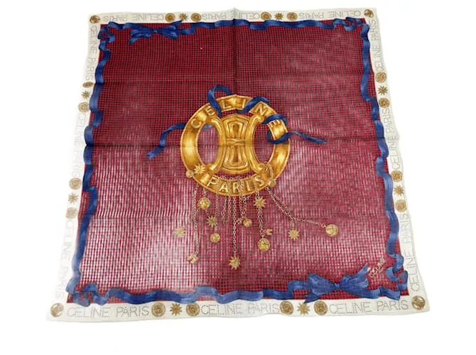 Céline Sciarpa vintage Celine Paris Triomphe Rossa Multicolore