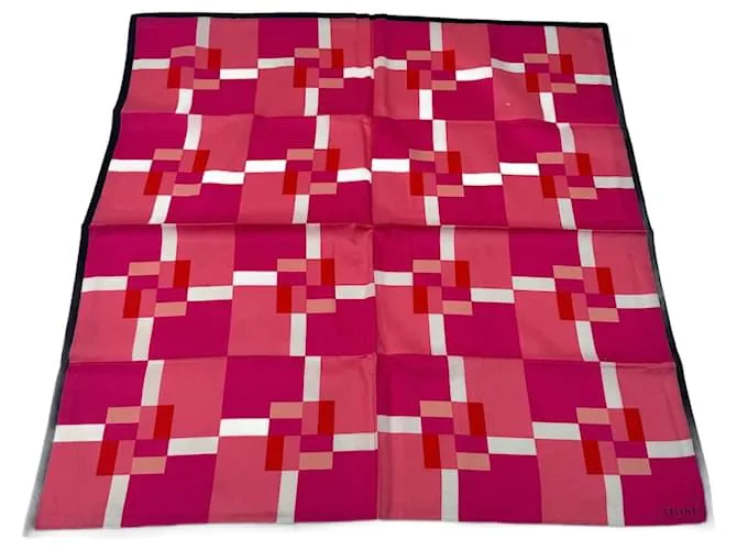 Céline Sciarpa vintage Celine rosa rosso bianco