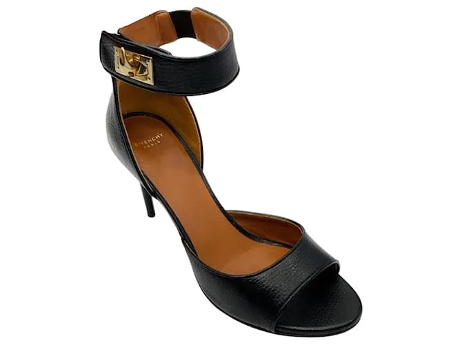 Sandali con cinturino alla caviglia in pelle grana nera Givenchy Nero