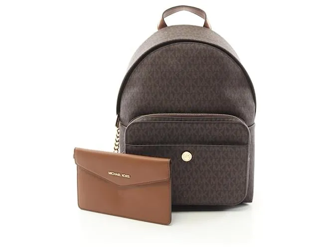 Zaino 2 in 1 in tela rivestita in PVC e pelle Michael Kors MAISIE Marrone