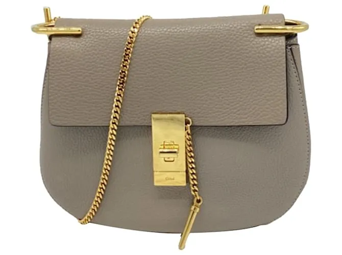 Borsa a Spalla Chloé Small Drew in Pelle Grigia Grigio