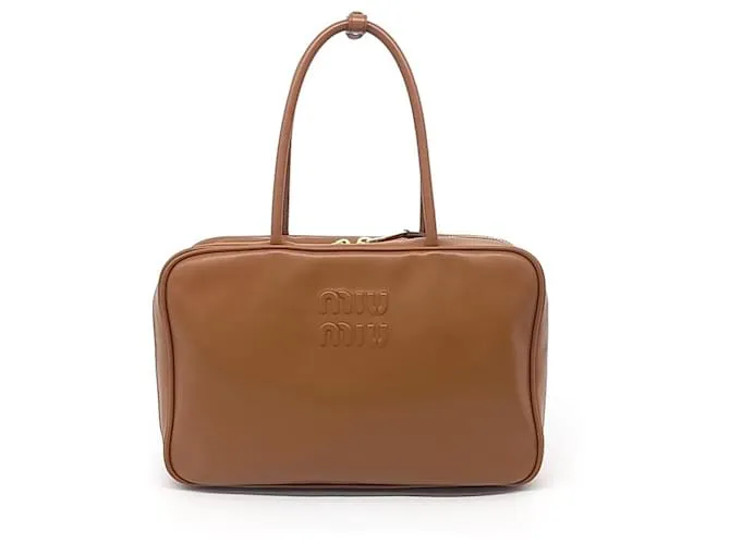 Borsa da bowling con logo in rilievo Miu Miu (5bb117) Marrone
