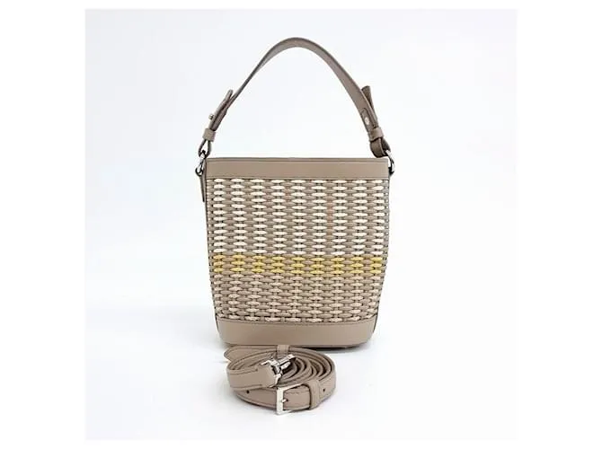 Borsa a secchiello intrecciata Loro Piana Artemis Marrone