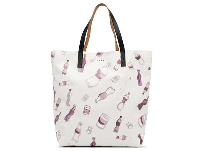 Borsa tote stampata Marni Bianco