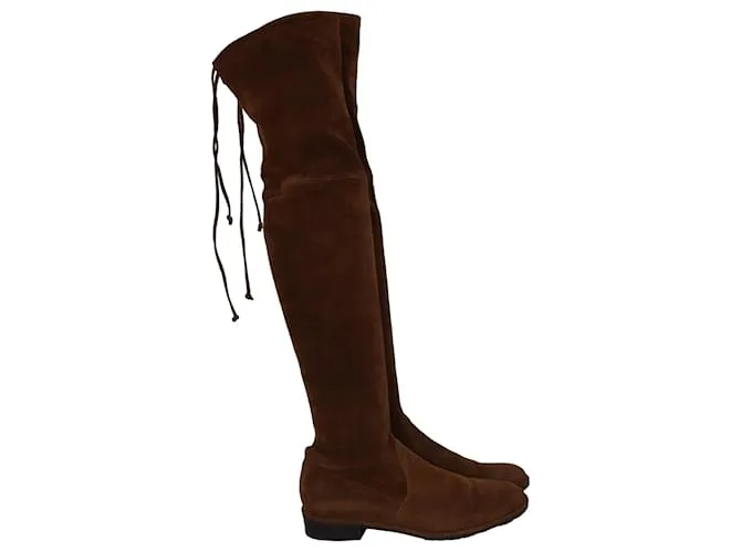 Stivali Over-The-Knee Lowland Stuart Weitzman in Camoscio Marrone Rosso
