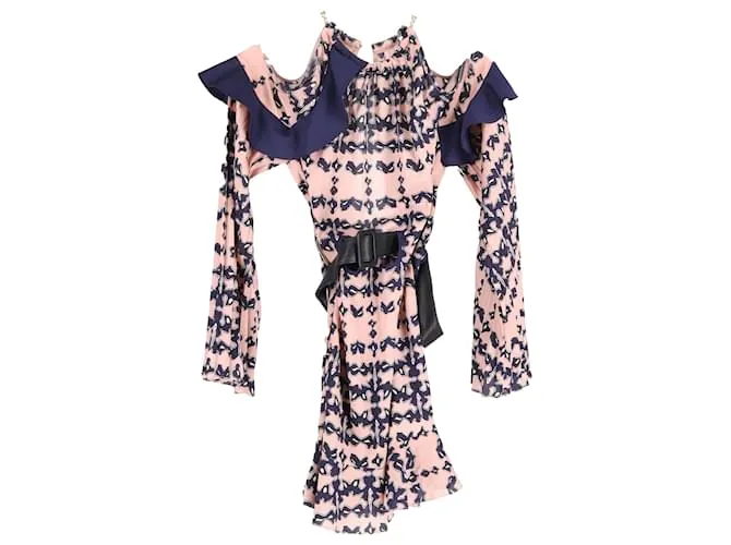 Self portrait Abito mini off-the-shoulder in poliestere multicolore