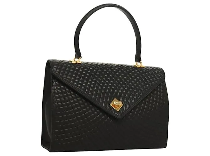 Borsa a mano BALLY in pelle nera e oro Auth BA3481 Nero D'oro